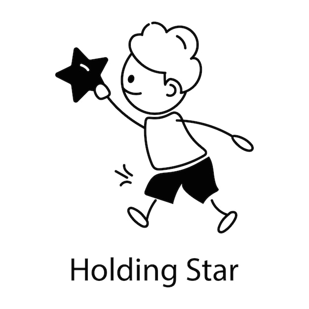 Heres a doodle icon of boy holding star