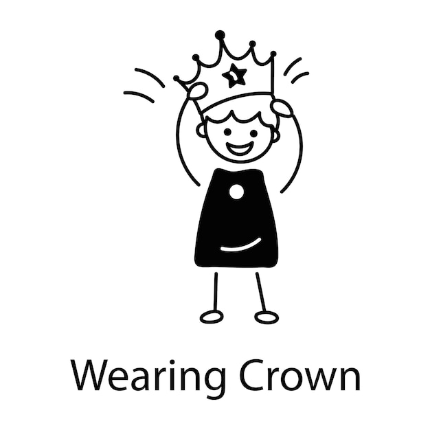 Heres a doodle icon of kid wearing crown