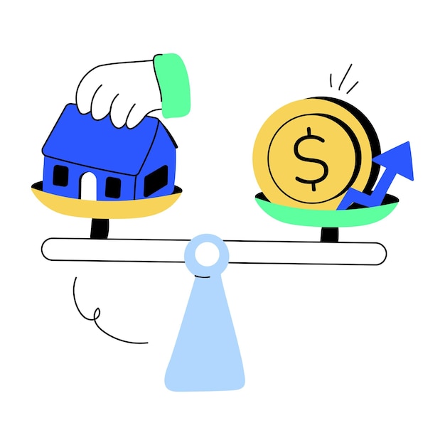 Vector heres a doodle mini illustration of financial balance