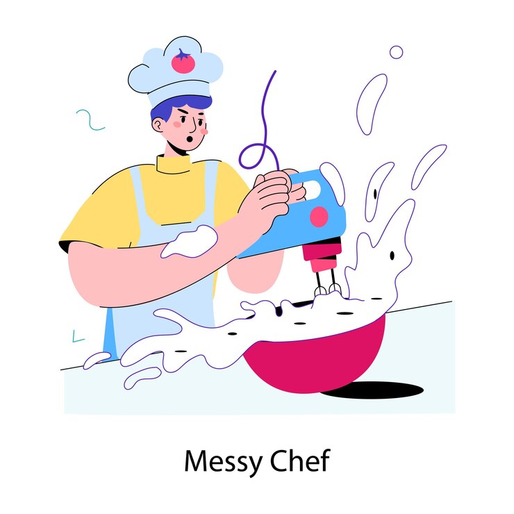 Vector heres a doodle mini illustration of a messy chef