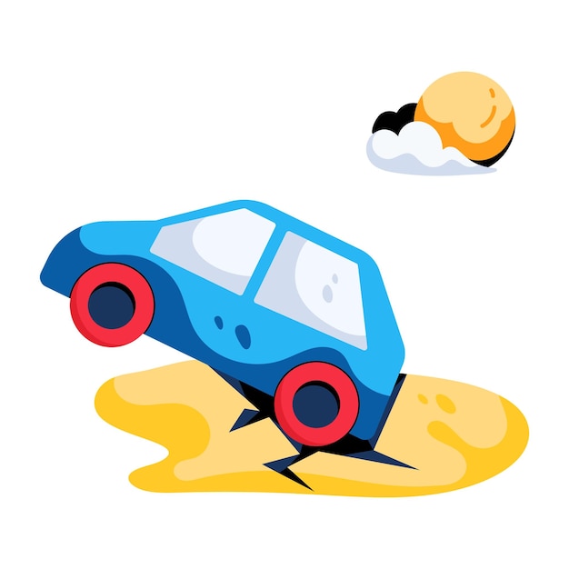 Vector heres a flat icon depicting stuck car