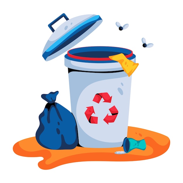 Heres a flat icon depicting trash pollution