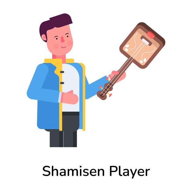 Vector heres a flat icon of shamisen player