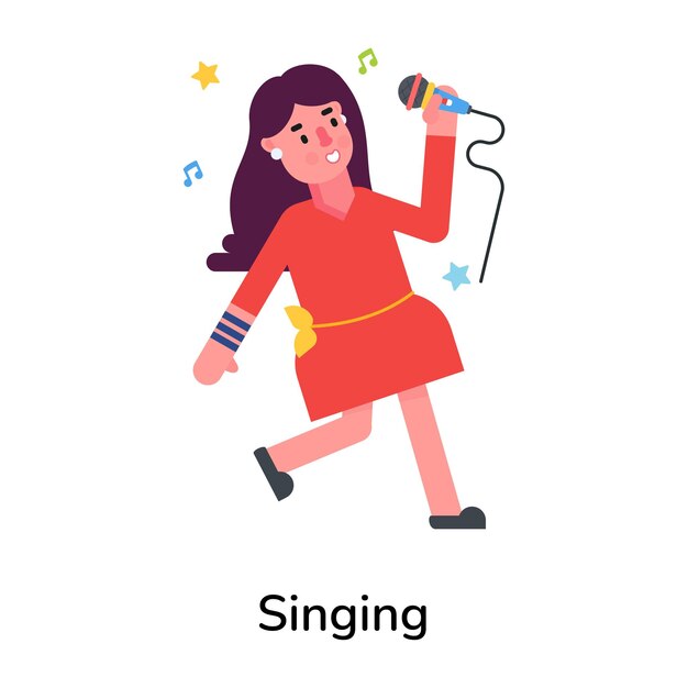 Vector heres a flat icon of singing girl