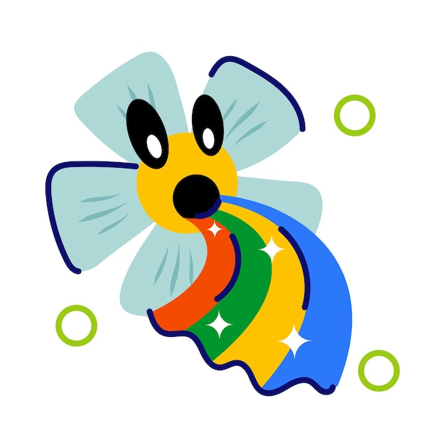 Heres a flat sticker of flower rainbow