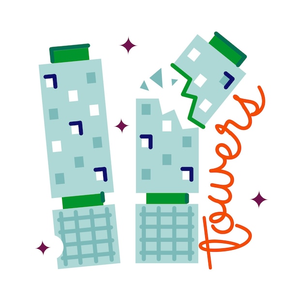 Heres a flat sticker of twin towers landmark