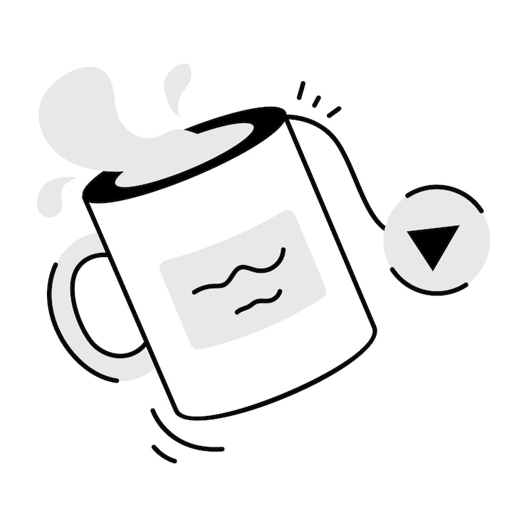 Vector こちらはコーヒービデオの手描きアイコンです