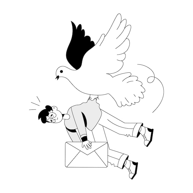 Heres a hand drawn illustration of homing pigeon