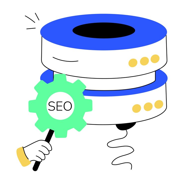 Vector heres a mini hand drawn illustration of seo database