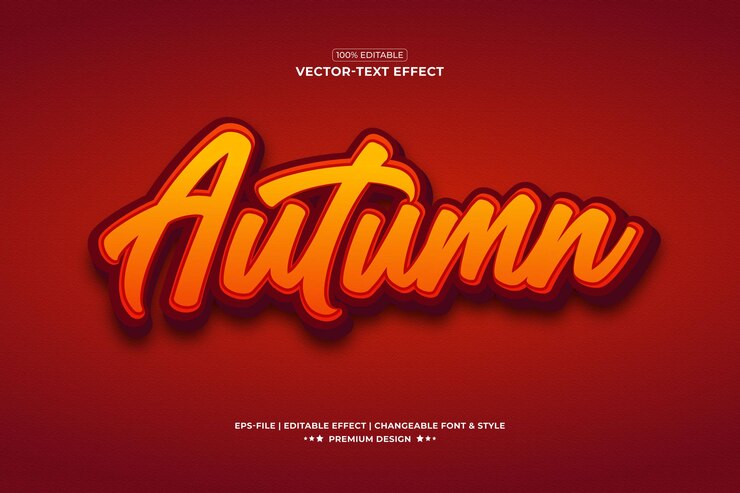 Herfst 3d teksteffect stijl premium vector Lettertype effecten Presentatie Typografie Textuur
