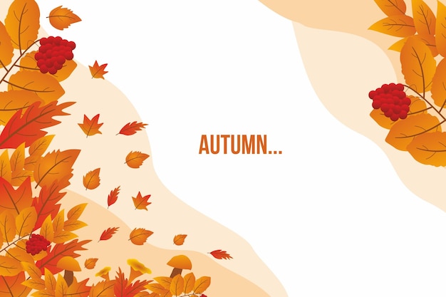 Herfst achtergrond, bladeren, paddestoelen. Bannerachtergrond