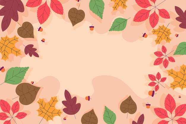 Vector herfst achtergrond met platte bladeren. vector illustratie.