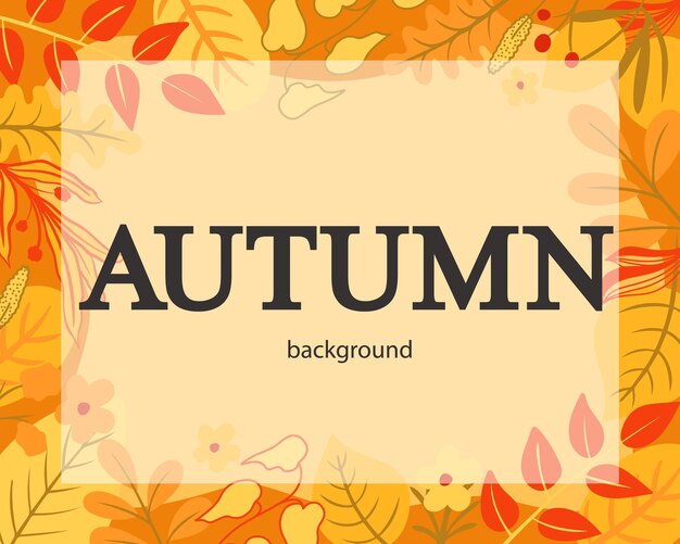 Herfst achtergrond met vallende gebladerte vectorillustratie Frame van kleurrijke bladeren met inscriptie