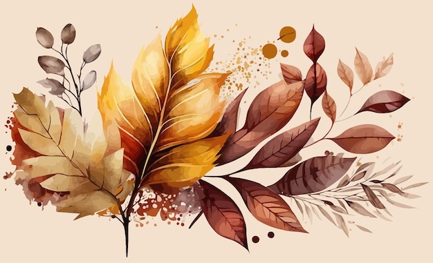 Herfst achtergrondontwerp met aquarel penseeltextuur Mooie minimalistische print voor uw decor voor ansichtkaart gefeliciteerd en poster Vector illustratie