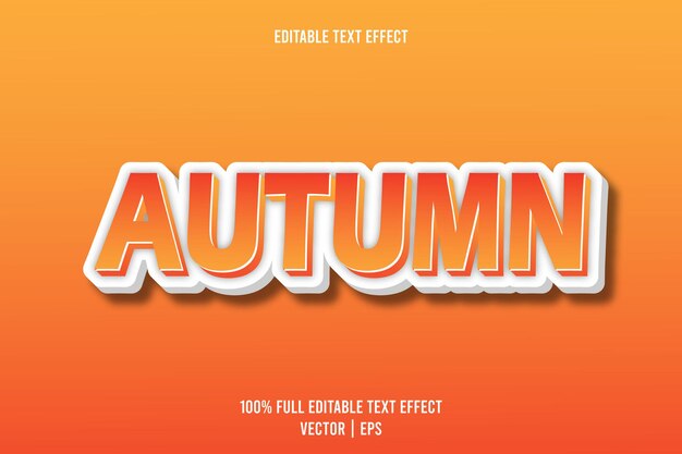 Herfst bewerkbaar teksteffect in reliëf cartoonstijl