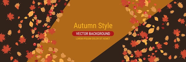 Herfst cartoon stijl horizontale vector banner sjabloon