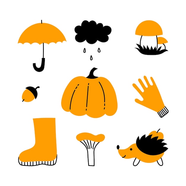 Herfst doodle set