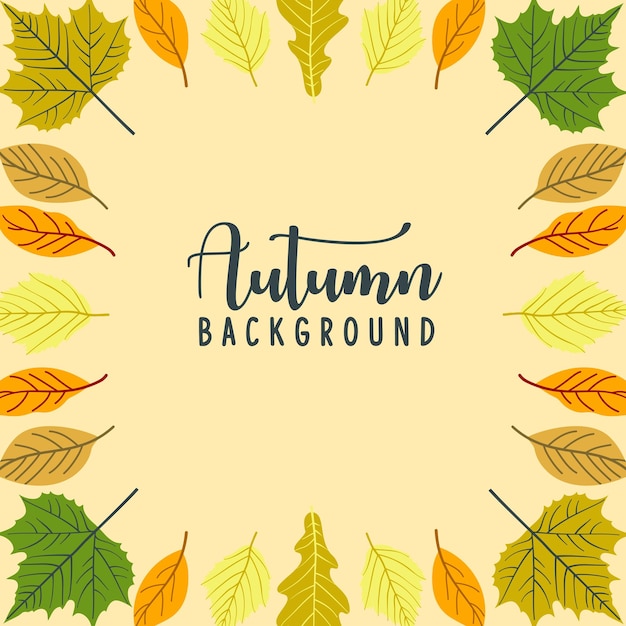 Herfst frame achtergrond seizoensgebonden bladeren platte ontwerp stijl vectorillustratie