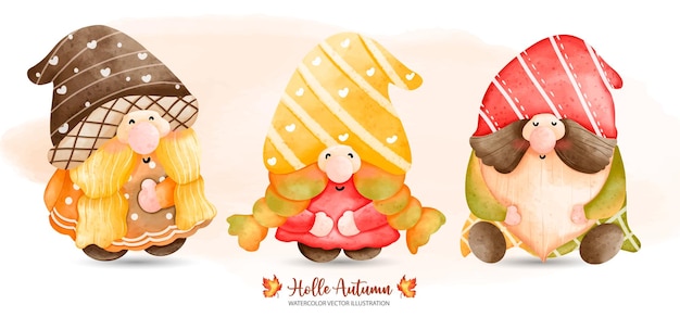 Herfst gnome sprookje gnome herfst of herfst dier decor digitale verf aquarel illustratie