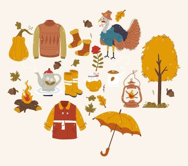 Herfst illustratie set