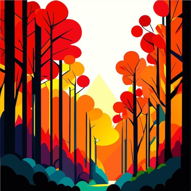 Vector herfst kleurrijke bomen mooie vector illustratie