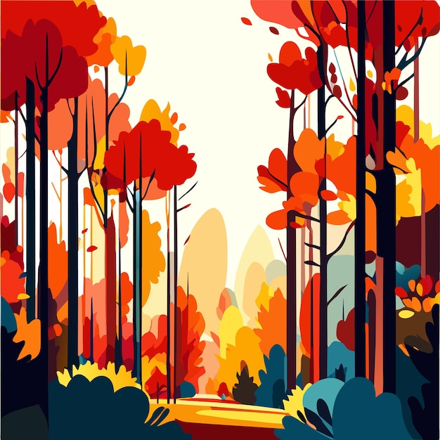 Vector herfst kleurrijke bomen mooie vector illustratie