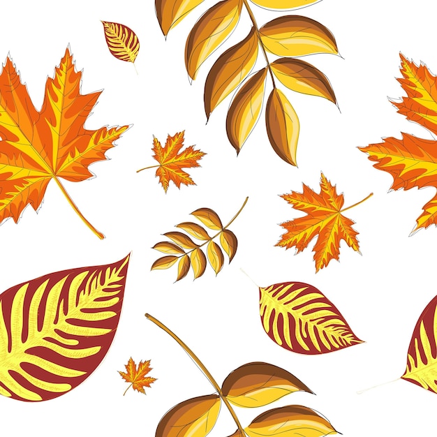 Herfst naadloze patroon met bladeren Pecat'