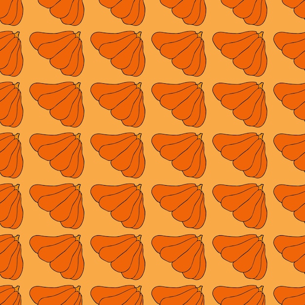 Herfst naadloze patroon vierkante achtergrond handgetekende pompoenen