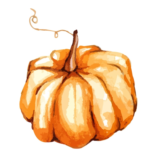 Herfst of halloween gele pompoen in aquarel stijl herfst en thanksgiving vector handgemaakte illustratie kunst oogstfeest