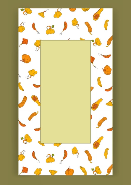 Herfst ontwerp sjabloon hand getekende pompoenen platte vectorillustratie