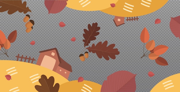 Herfst rode en gele bladeren websjabloon transparante achtergrond vector