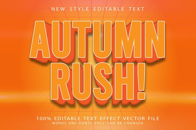 Herfst rush teksteffect reliëf vintage stijl