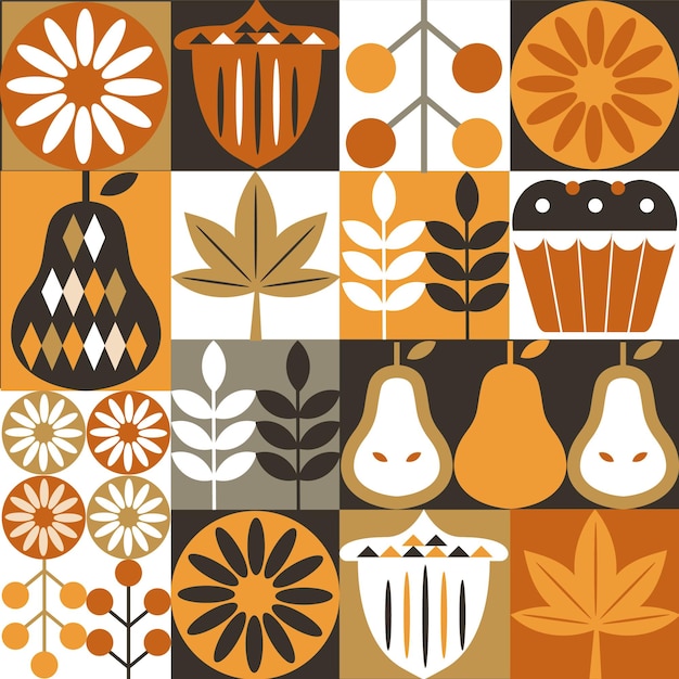 Vector herfst scandinavisch ontwerppatroon