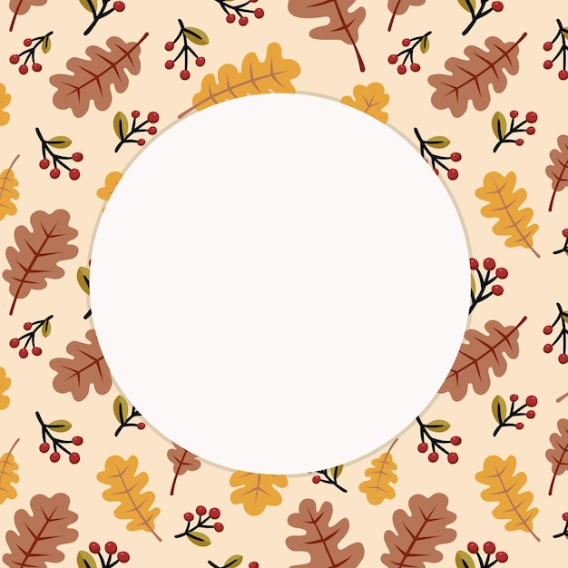 Herfst seizoen achtergrond met ronde frame voor vrije ruimte. vector illustratie