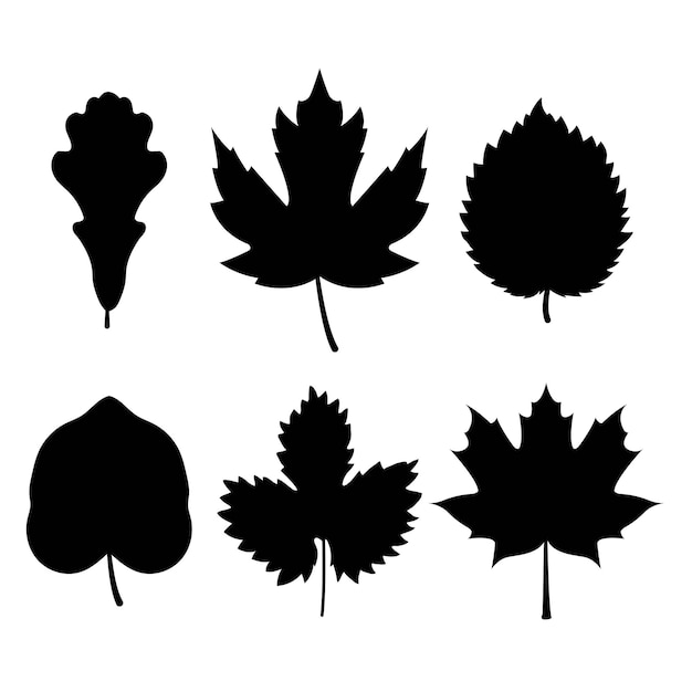 Herfst set bladeren silhouet vector