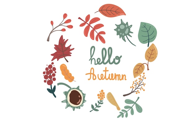 Herfst set iconen met bladeren