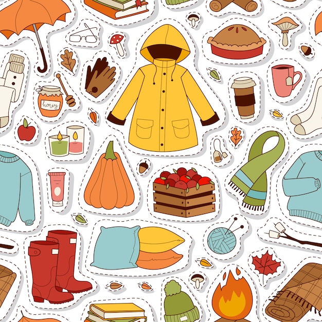 Herfst stickers naadloze patroon.