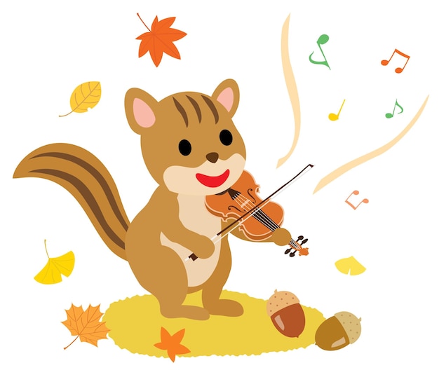 Vector herfst van de kunst en de eekhoorn van de violist.