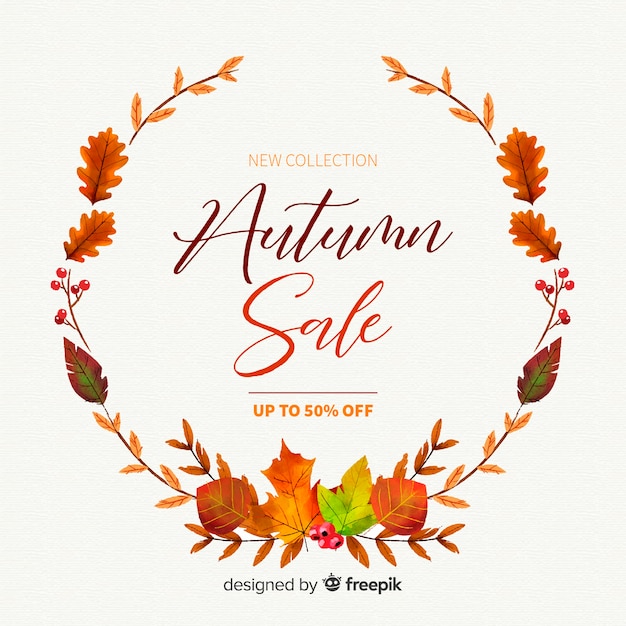 Herfst verkoop achtergrond aquarel ontwerp