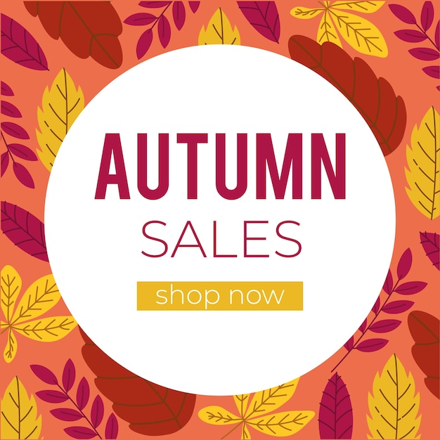 Herfst verkoop banner met tekst en bladeren