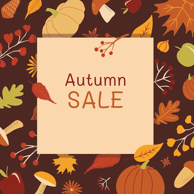 Herfst verkoop banner met vallende bladeren Cartoon vector illustratie banner