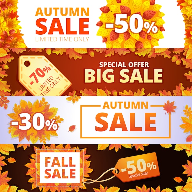 Vector herfst verkoop banner set