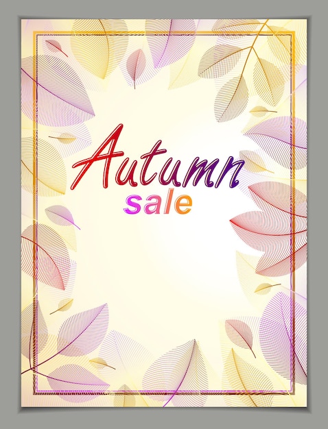 Herfst verticale banner ontwerp, vector gele en rode bladeren bloemen mooie achtergrond, herfst Sale, reclame poster, brochure of flyer ontwerp. Stijlvolle stijlvolle botanische tekening, milieu.