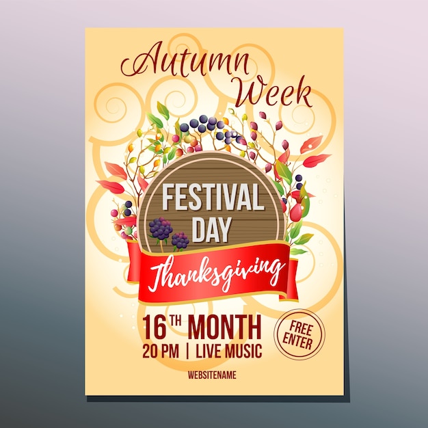 Vector herfst week thanksgiving festival dag poster sjabloon