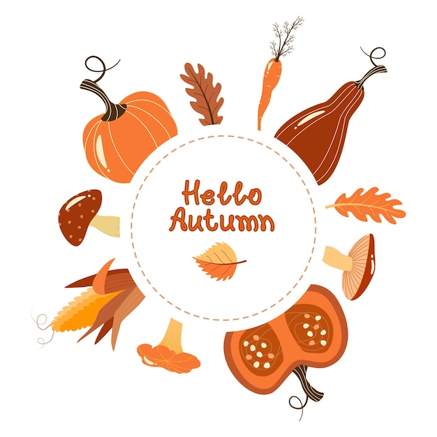 Herfst wenskaart. oogst groenten. vector illustratie.