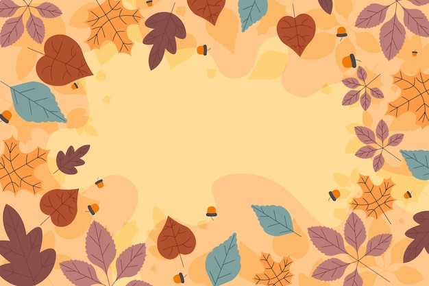 Herfstachtergrond met platte bladeren Vector
