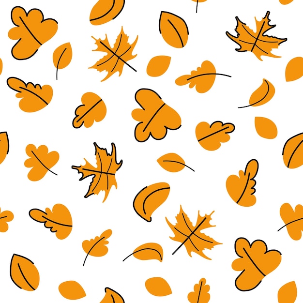 Herfstbladeren naadloze patroon kinderachtig vectorillustratie