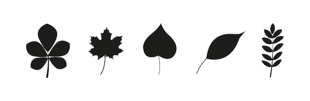 Herfstbladeren pictogrammen instellen. vectorafbeeldingen