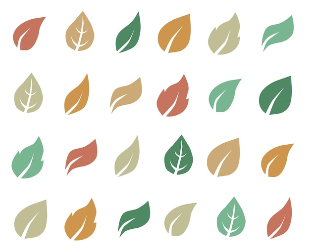 Herfstbladeren set geïsoleerd op witte achtergrond Eenvoudige cartoon vlakke stijl vectorillustratie