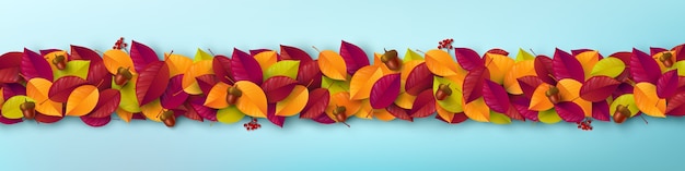 Vector herfstbladeren sjabloon. herfst poster en banner sjabloon in plat lag styling